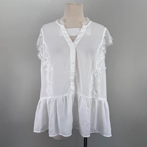 NWT GIBSON White Lace Detailed Tank Top (XXL) - Picture 2 of 8